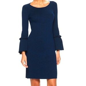 Nina Leonard Navy Sweater Dress Size: L